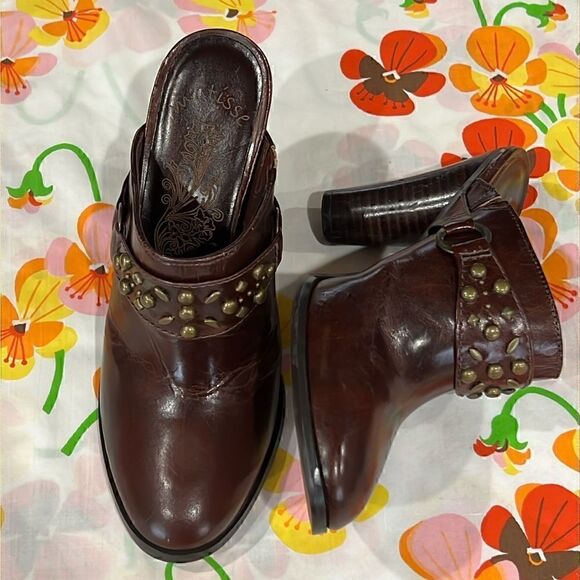 Matisse Leather Mule Clogs Heeled - 8.5 M - Picture 1 of 16